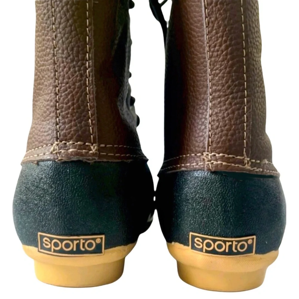 Sporto Womens DAPHNE Black and Brown Winter Boots